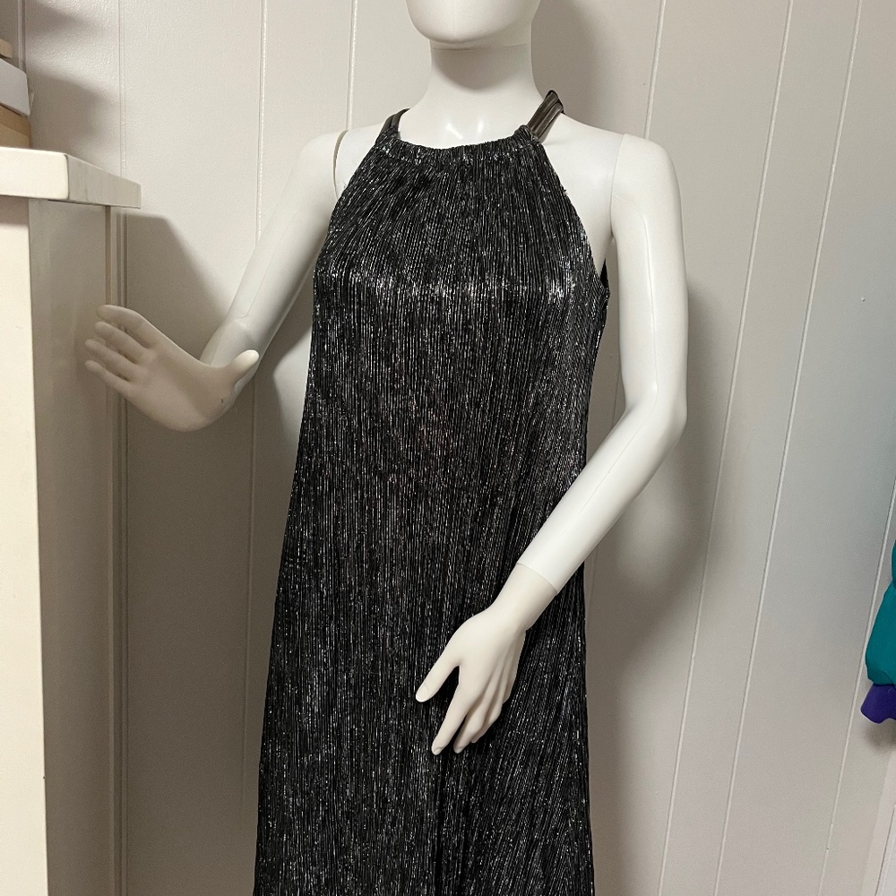 NWT Alfani Petite Women’s Metallic Halter Dress Winter Rose Sz 8P Below $103 Ret